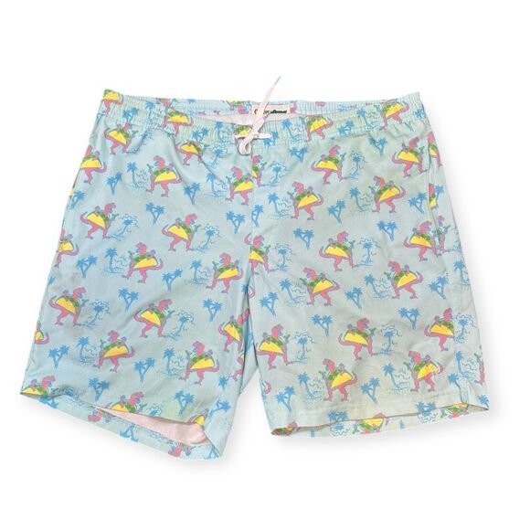 TIPSY ELVES Men’s Blue Tacosaurus Stretch Swim Trunks Size Large - Picture 2 of 7